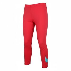 Nike Coral Leggings with Aqua Blue Swoosh Logo | Size Small
